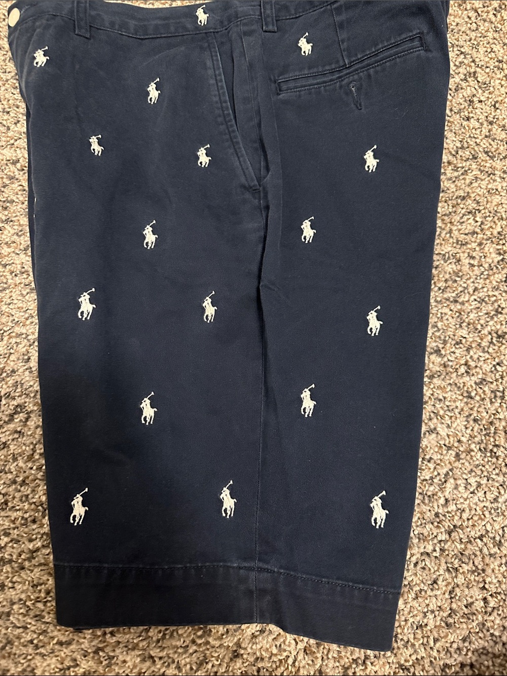 Ralph Lauren Navy Shorts with White Polo Pony Embroidery - Picture 3 of 6